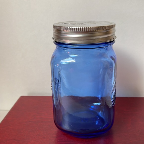 Pioneer woman cobalt blue glass storage jar with lid - Picture 3 of 6